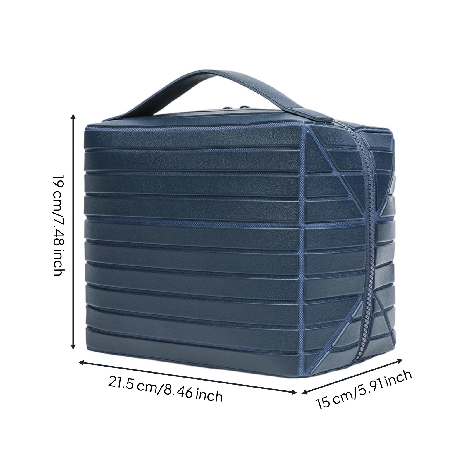 Women Vanity Bags - 女性用コスメポーチ 大容量 幾何学模様ストライプ メイクアップバッグ オーガナイザー 旅行用コスメケース