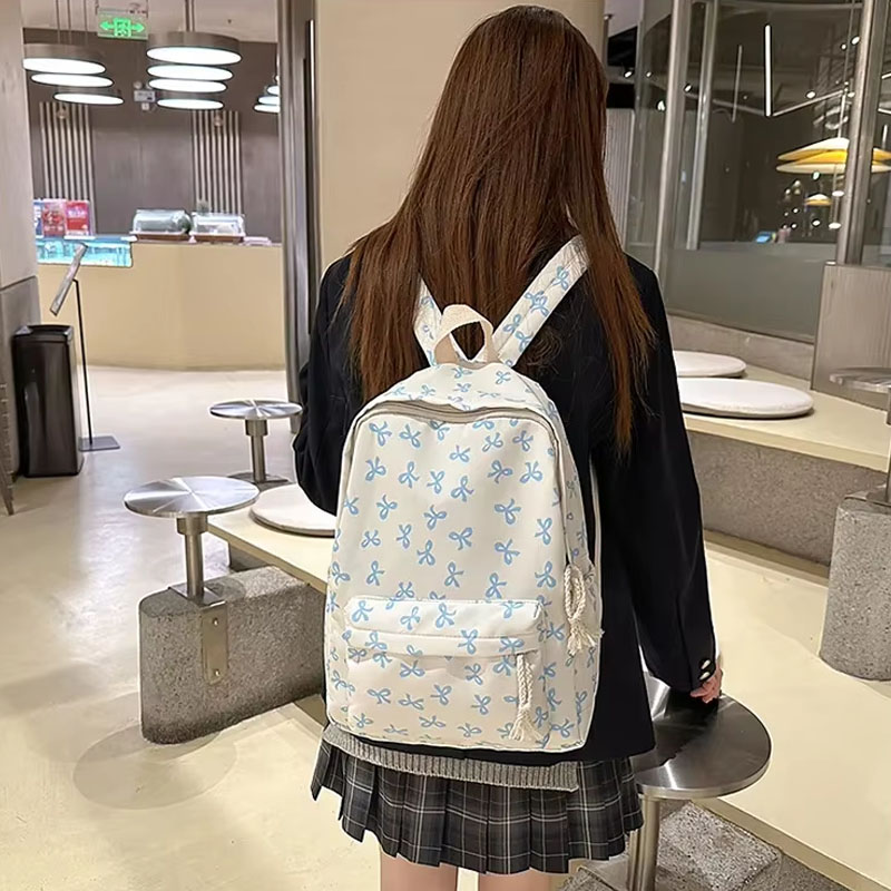 Women Bags For Gift - 女性用花柄ナイロンバックパック 6色展開 大容量 軽量 旅行用スクールバッグ 高校大学
