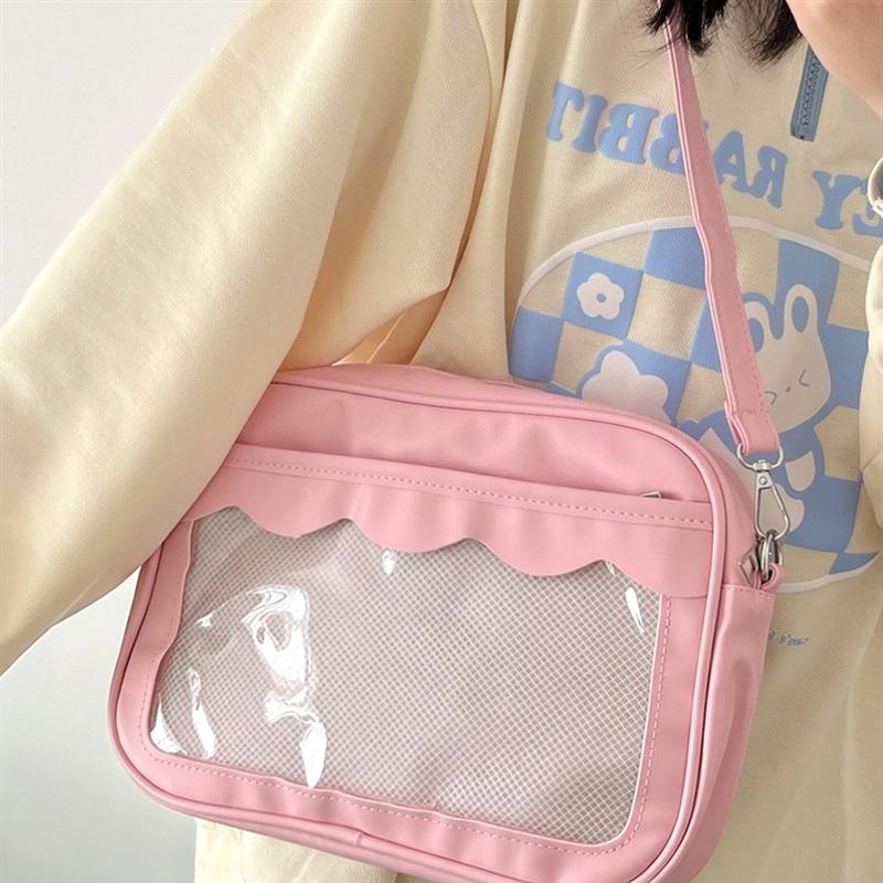 Women'S Japanese Bags - おしゃれな日本製イタバッグ 女性用 耐久性のあるPU素材 透明デザイン 調節可能なストラップ付き
