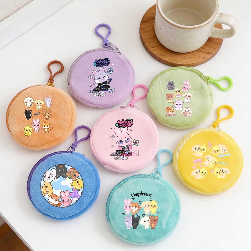 Women Bags For Gift - Kpop ATEEZ アイドル小銭入れキーホルダー漫画アニメパターンプリント財布女性男性アウトドアファッションミニ財布キーリングギフト新しい