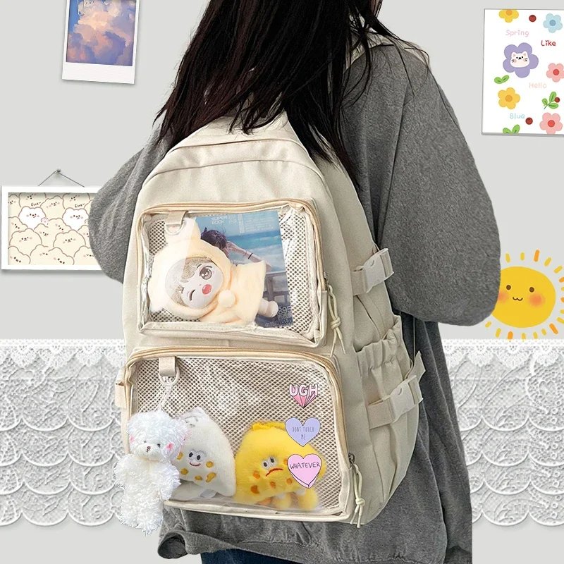 Women'S Japanese Bags - 日本のかわいいイタバッグ女性用新作2026透明バックパック女性用大容量イタバックパック大学生JK向けスクールバッグ