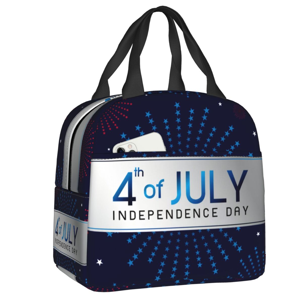 Women Bags Usa - カスタムアメリカ国旗ハッピージュライ4日祝日USAギフト女性用断熱ランチバッグ防水クーラーサーマルランチボックス