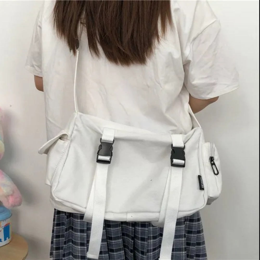 Women'S Retro Bags - 女性用ポケット付きユニセックスブラッククロスボディバッグ、キャンバス、大容量、トート、ダークアカデミア、レトロ、クロスボディバッグ、bf、日本製スタイル