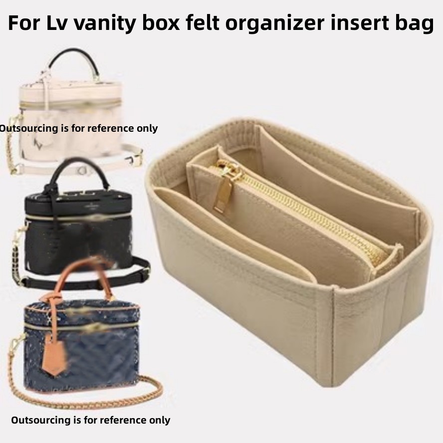 Women Vanity Bags - バニティ用フェルトインサートバッグオーガナイザー高級レディースメイクボックスコスメティックインナーポーチ収納バッグハンドバッグトートシェイパー