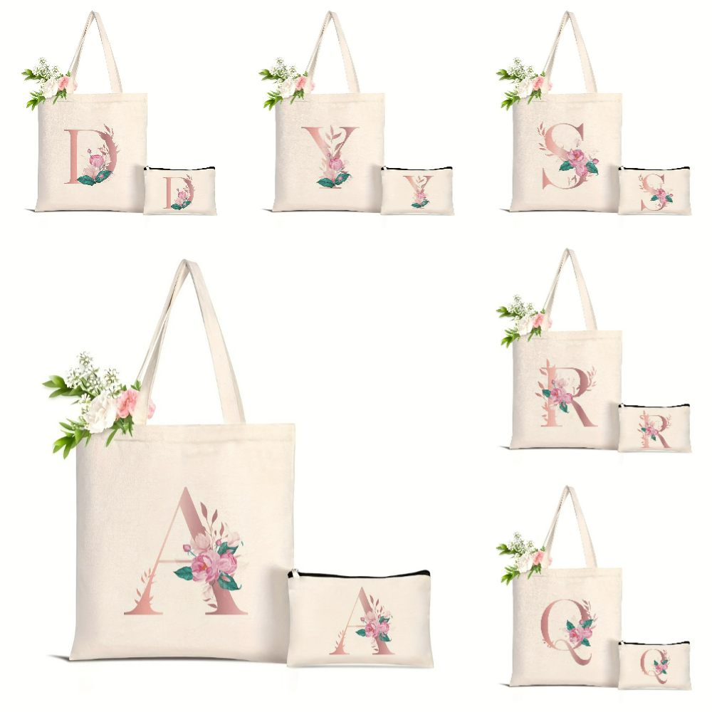 Women'S Yoga Bags - 1個入り 花柄ラブレタープリント トートバッグ 大容量 レディース ショッピングバッグ