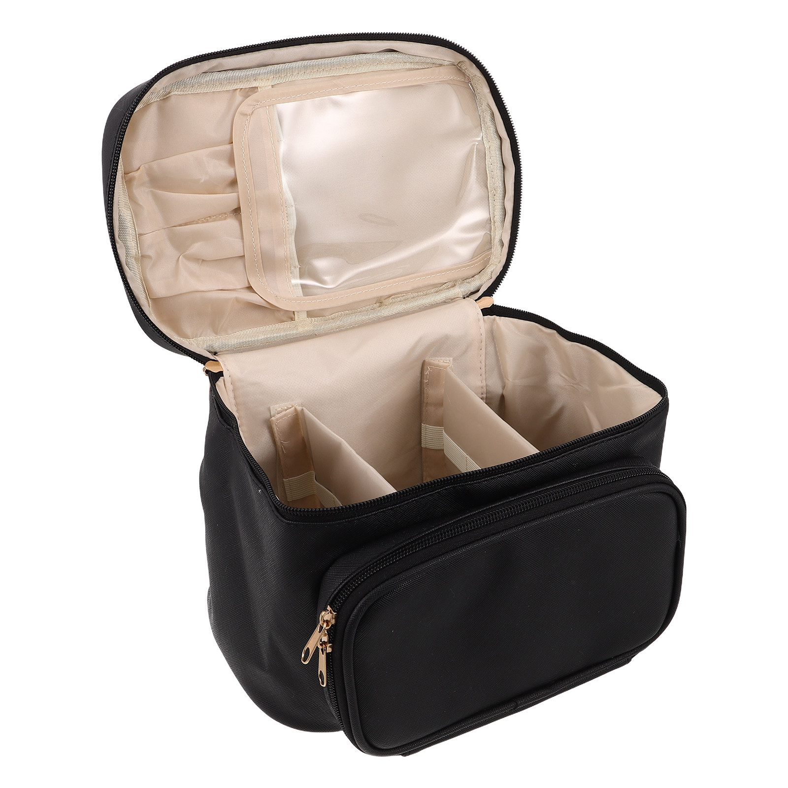 Women Vanity Bags - 女性用防水PUメイクアップバッグ 大容量トラベルトイレタリーバッグ フラットオープンデザイン 整理されたコンパートメント 軽量バニティバッグ
