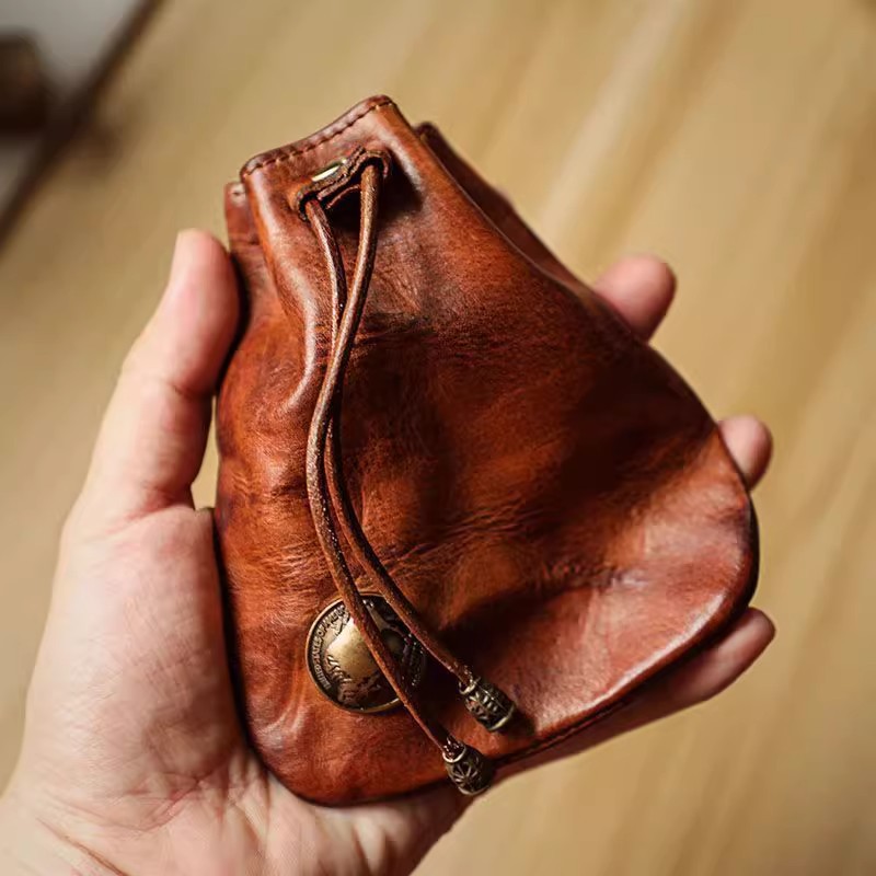 Women'S Japanese Bags - 和風本物のソフトレザー財布ミニ財布キーコインバッグ多機能ウエストパック男性女性手作り