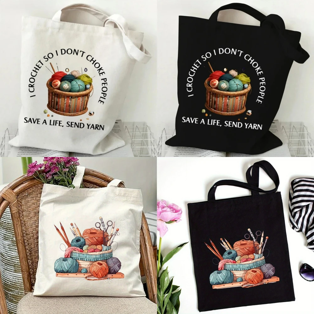 Women'S Yoga Bags - クラシックウールボールニットハンドバッグ、女性用キャンバストートバッグ、エコショルダーバッグ、大容量で耐久性のあるヨガバッグ、旅行通勤用