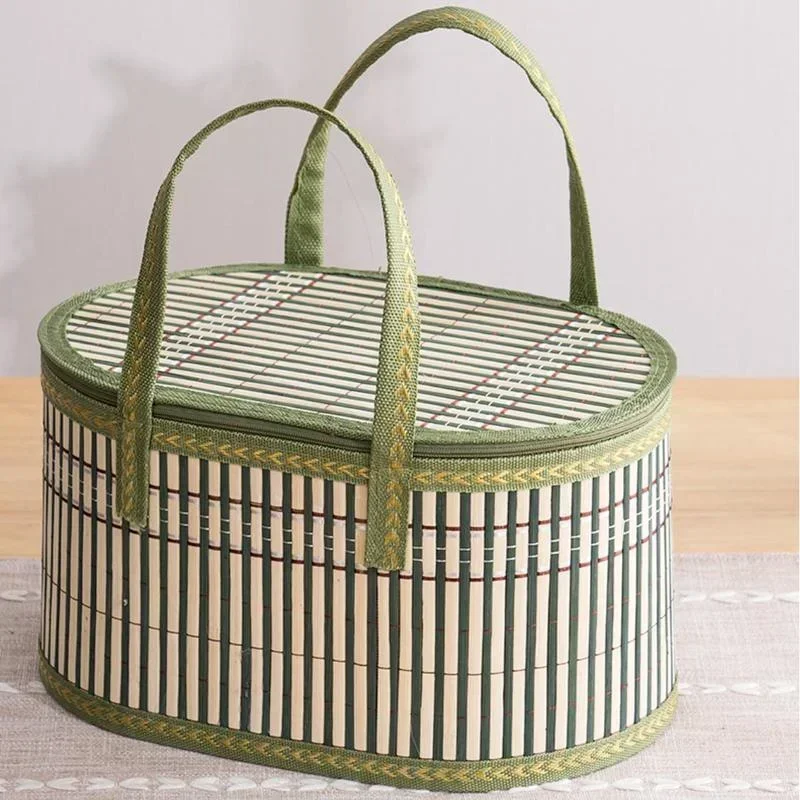 Women Bags For Gift - 手作り竹製トートバッグ 環境に優しい折りたたみ式ピクニックバスケット 手作りギフトボックス フェスティバル/マーケット用 天然素材で耐久性のあるランチバッグ