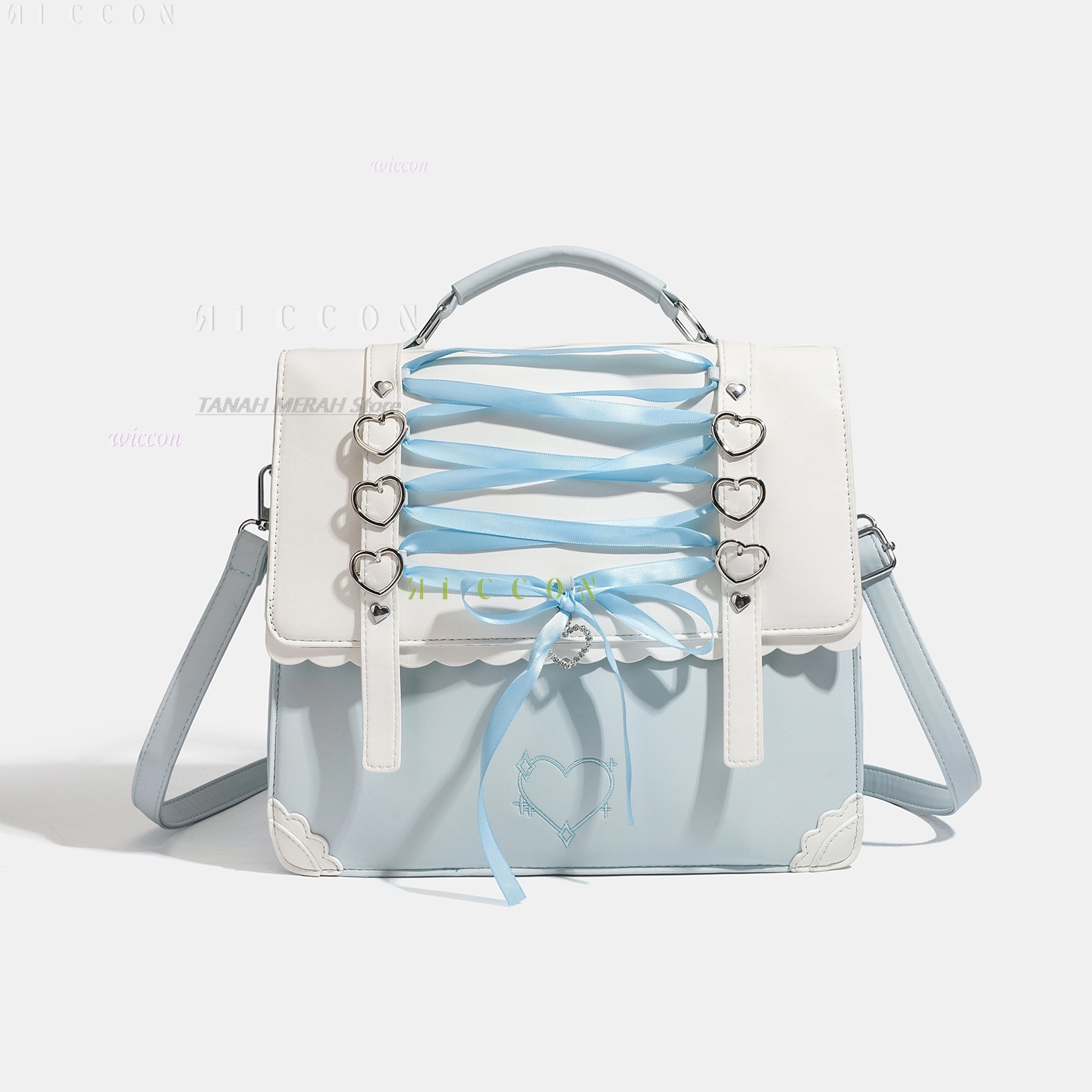 Women'S Japanese Bags - Jirai kei 新しい和風ロリータイタバッグ ハートリボン装飾付き 4WAY ハンドヘルド
