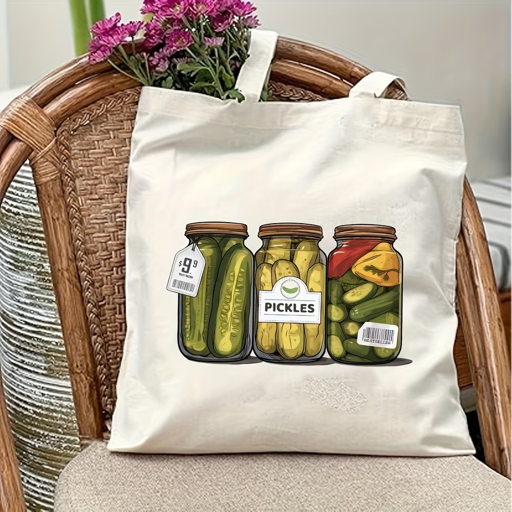Women'S Tote Bags Designer - キムチ柄デザインの大容量丈夫なキャンバストートバッグ、再利用可能なショッピングバッグ、キムチ愛好家に最適、楽しくて芸術的なショルダーバッグ、大きなトートバッグ