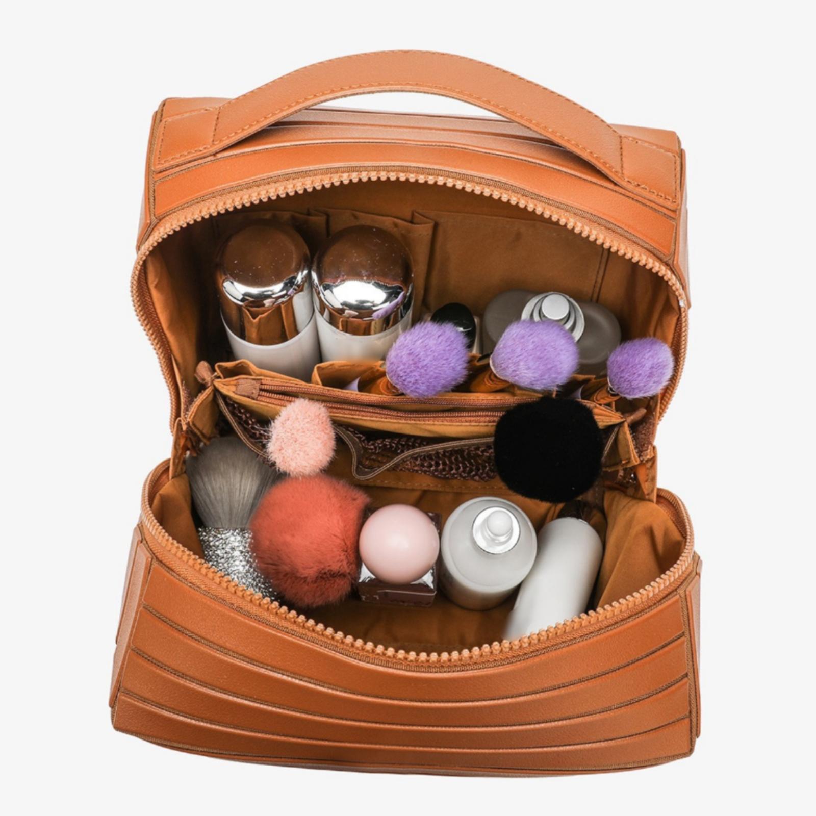 女性用コスメポーチ 大容量 幾何学模様ストライプ メイクアッ - Women Vanity Bags のレビューと価格