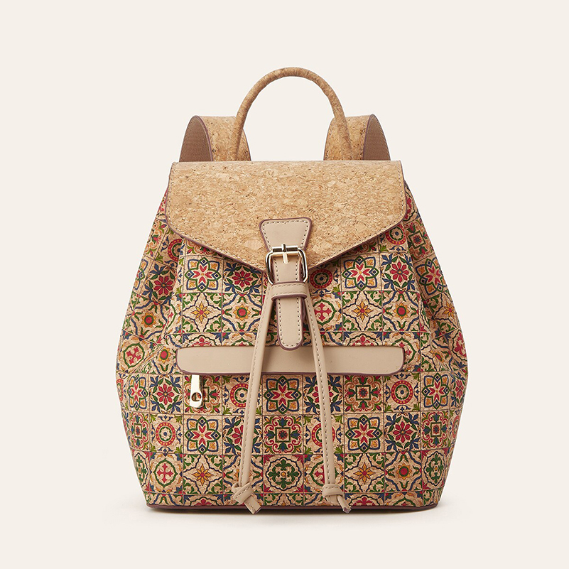 バックパックバッグ レトロ コルクレザー 国花プリント 大容 - Women'S Retro Bags のレビューと価格