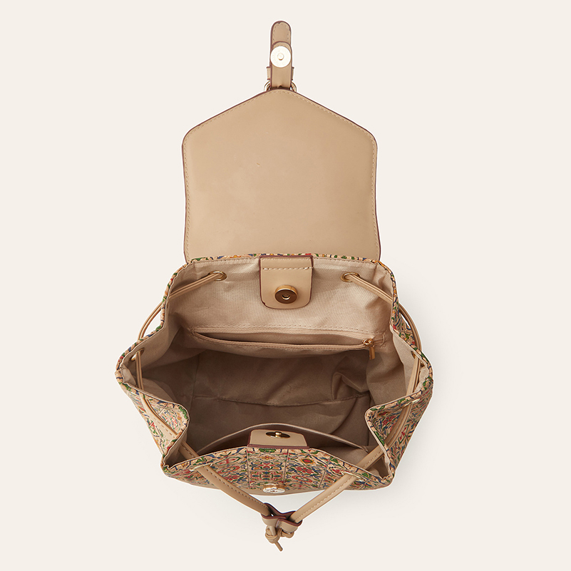 バックパックバッグ レトロ コルクレザー 国花プリント 大容 - Women'S Retro Bags のレビューと価格