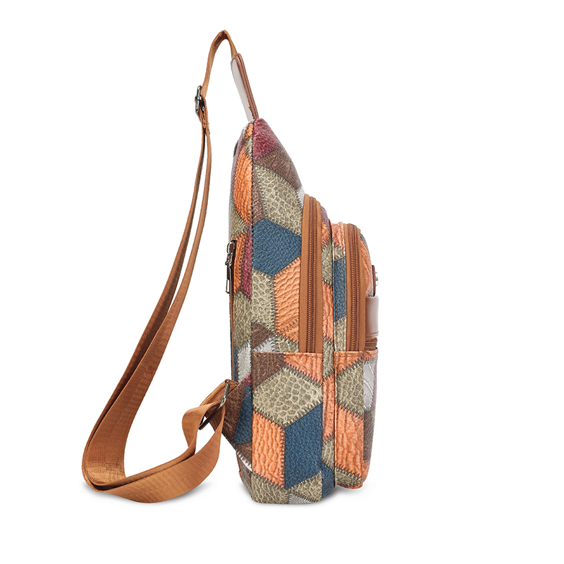 パッチワーク柄チェストバッグ ユニセックス ファッション カ - Women Bags Pack のレビューと価格