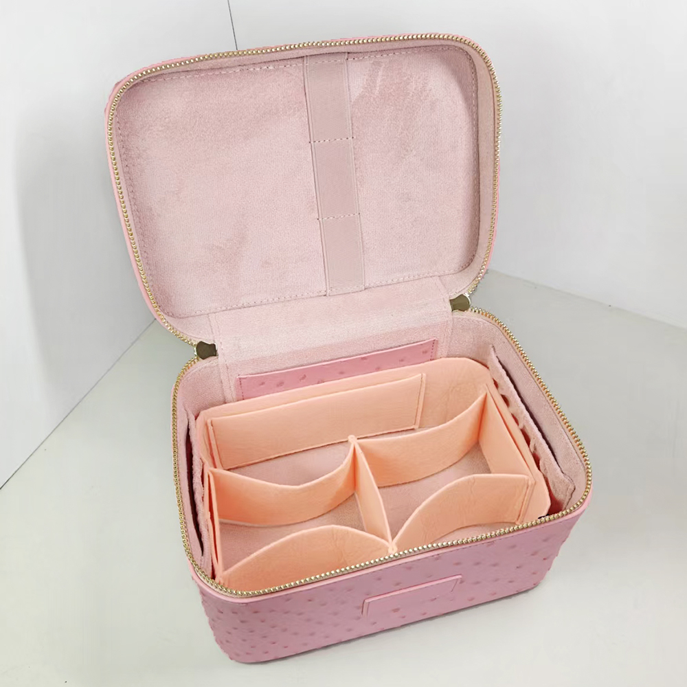 高級ダチョウモックレザー女性用メイクアップバニティバッグ、カ - Women Vanity Bags のレビューと価格