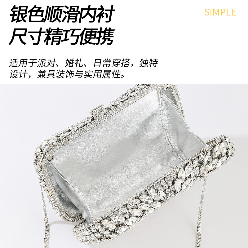 シルバーホースアイラインストーン長方形ディナーバッグフルダイ - Box Bag Rigid のレビューと価格