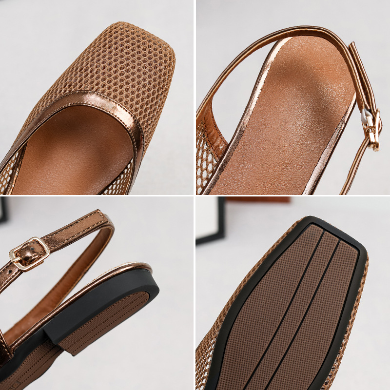 メッシュスクエアヘッドスリッパバッグヘッドサンダルアウターウ - Women'S Japanese Bags のレビューと価格