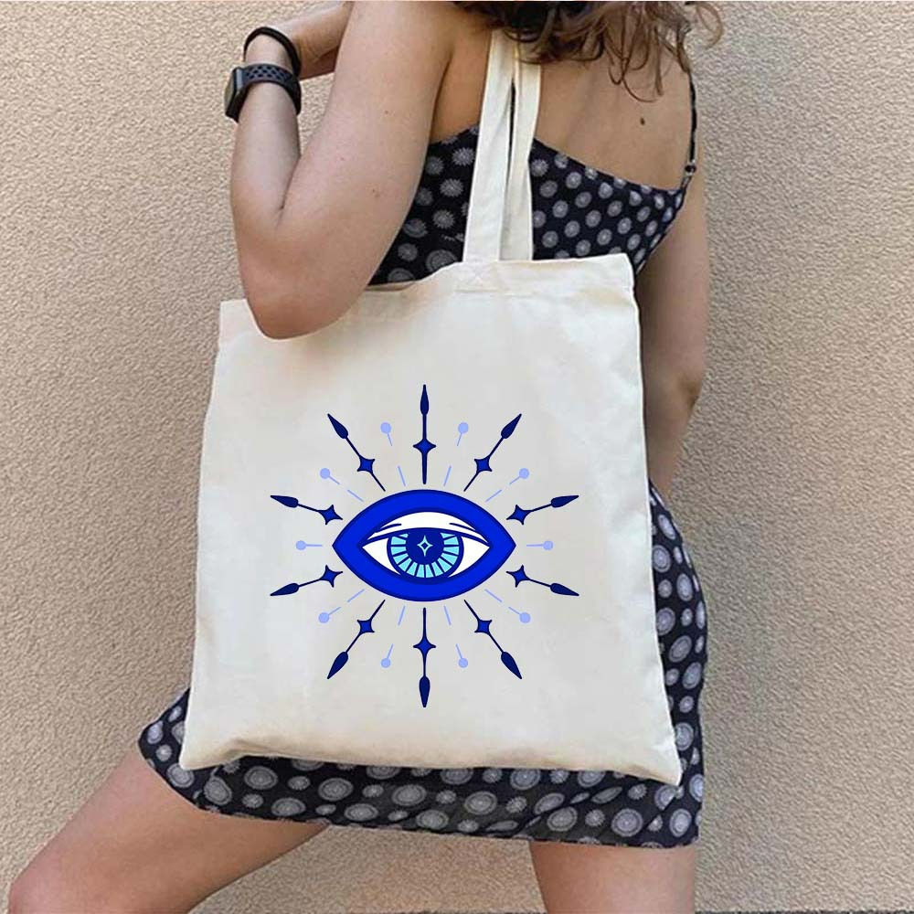 落書きギリシャ邪眼プリントキャンバスバッグファッショナブルな - Women'S Yoga Bags のレビューと価格