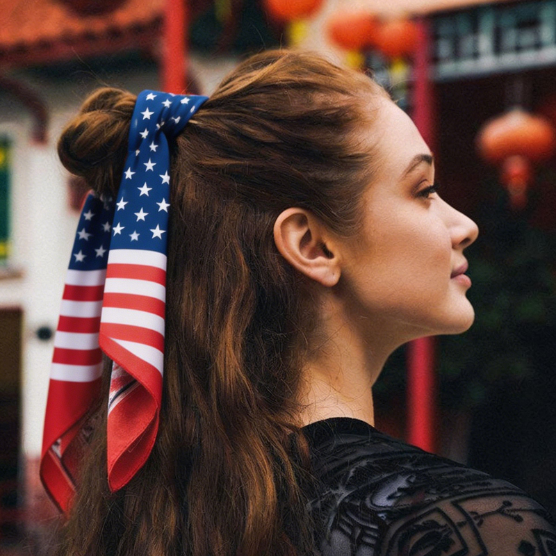 米国旗プリントサテンスキニースカーフアメリカ独立記念日ネッカ - Women Bags Usa のレビューと価格
