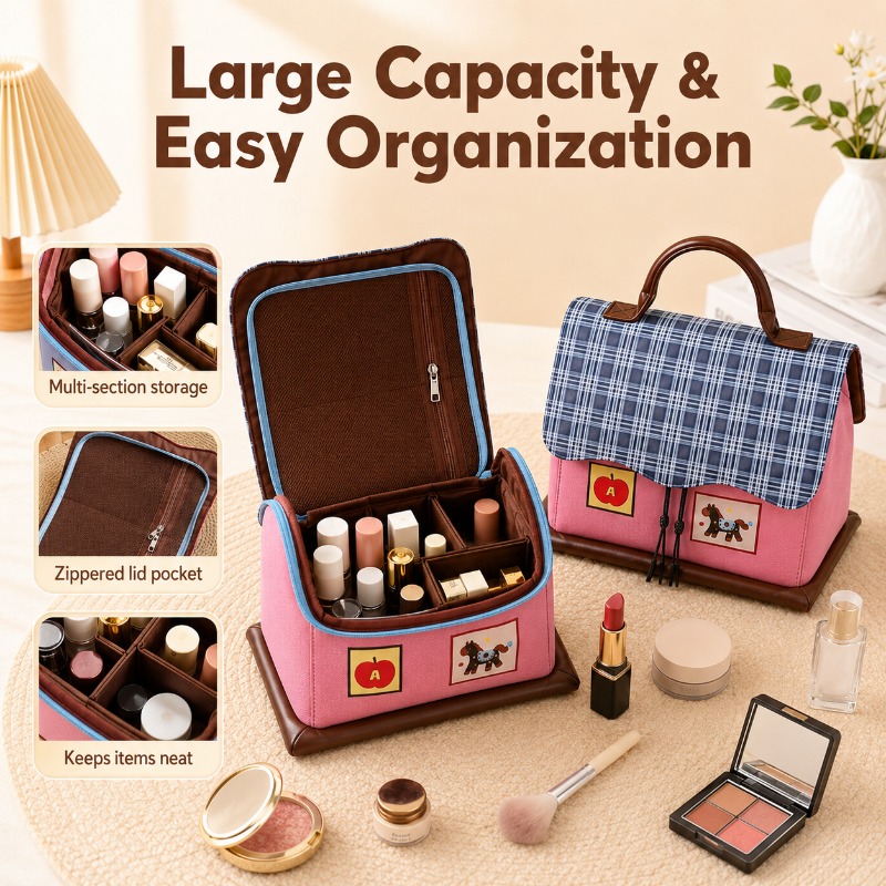 かわいい馬の化粧バッグ防水レザーポータブル化粧品オーガナイザ - Women Vanity Bags のレビューと価格