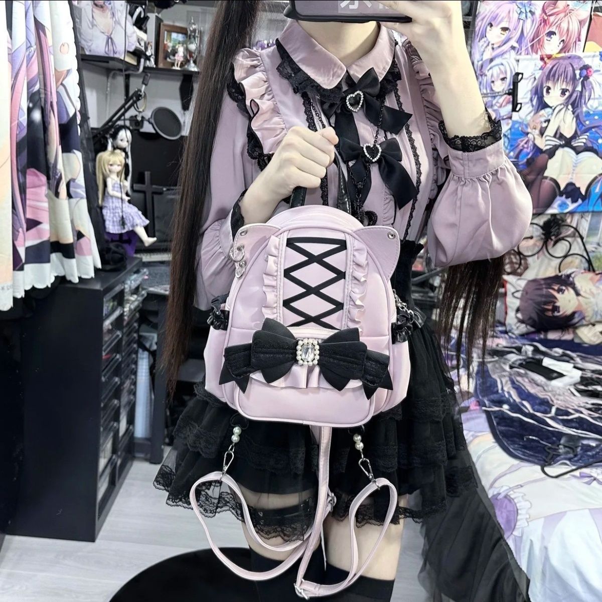 猫耳付き日本風ジライ系ロリータリュック - レースとリボンが - Women'S Japanese Bags のレビューと価格