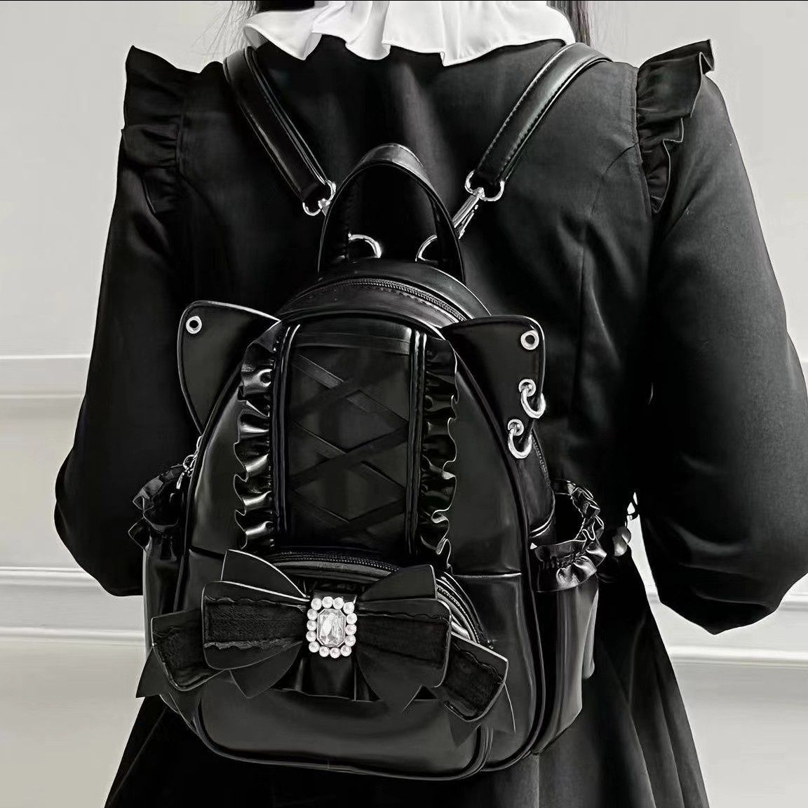 猫耳付き日本風ジライ系ロリータリュック - レースとリボンが - Women'S Japanese Bags のレビューと価格