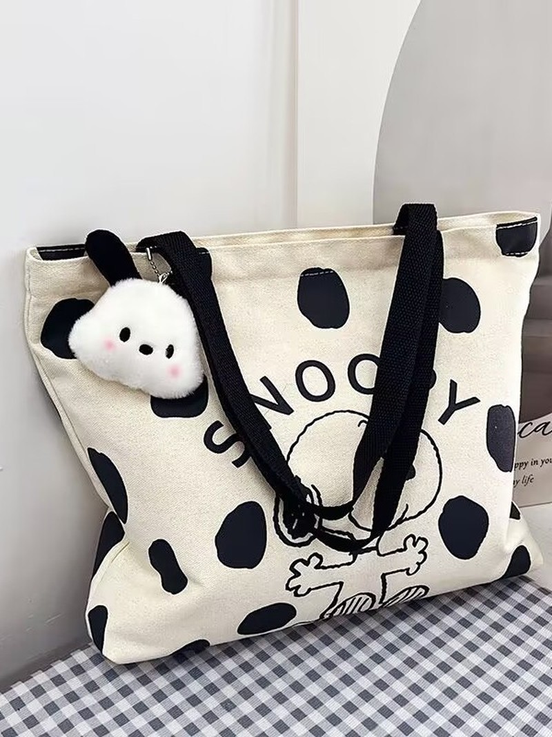 漫画スヌーピーキャンバスショルダーバッグ女性用大容量トートバ - Women Bags For Gift のレビューと価格