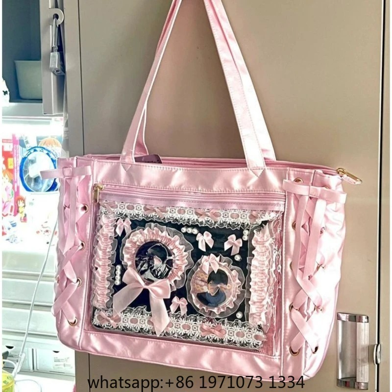 新しい甘いロリータピンクイタバッグ女性日本透明大容量トートバ - Women'S Japanese Bags のレビューと価格