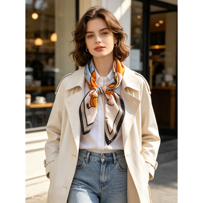 高級 100% マルベリーシルク スクエアスカーフ 70cm - Women'S Retro Bags のレビューと価格