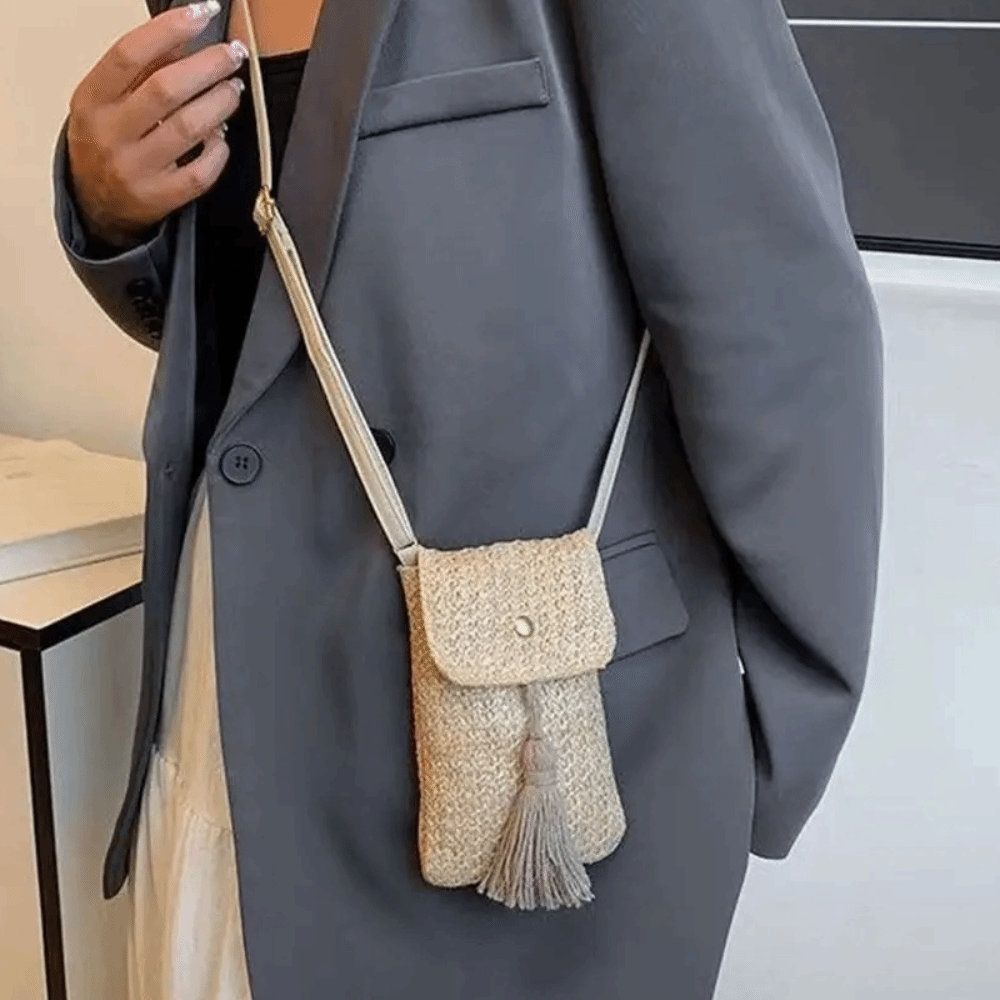 ポータブル織りわら編みハンドバッグロングタッセル手作り女性電 - Women Bags Designer のレビューと価格