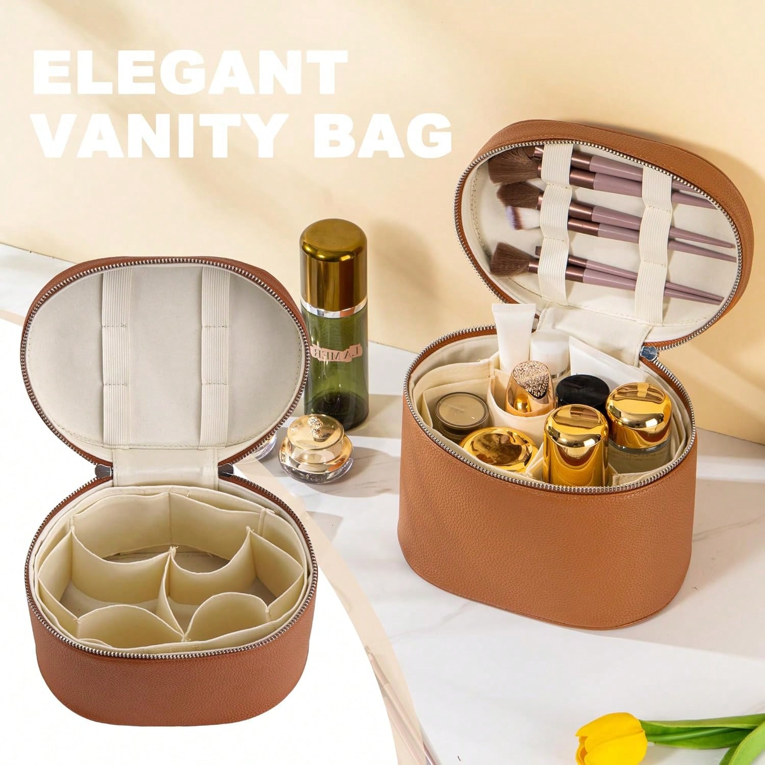 取り外し可能な仕切り付きトラベルメイクアップバッグ、女性用ポ - Women Vanity Bags のレビューと価格