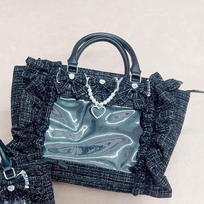 日本製フリルリボンビーズイタバッグカレッジスタイルJKガール - Women'S Japanese Bags のレビューと価格