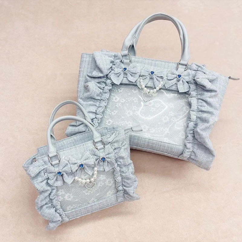 日本製フリルリボンビーズイタバッグカレッジスタイルJKガール - Women'S Japanese Bags のレビューと価格