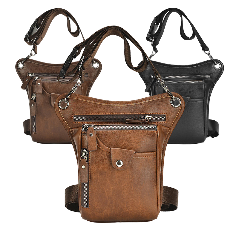 ヴィンテージPUレザーウエストパックドロップレッグバッグ男女 - Women'S Retro Bags のレビューと価格