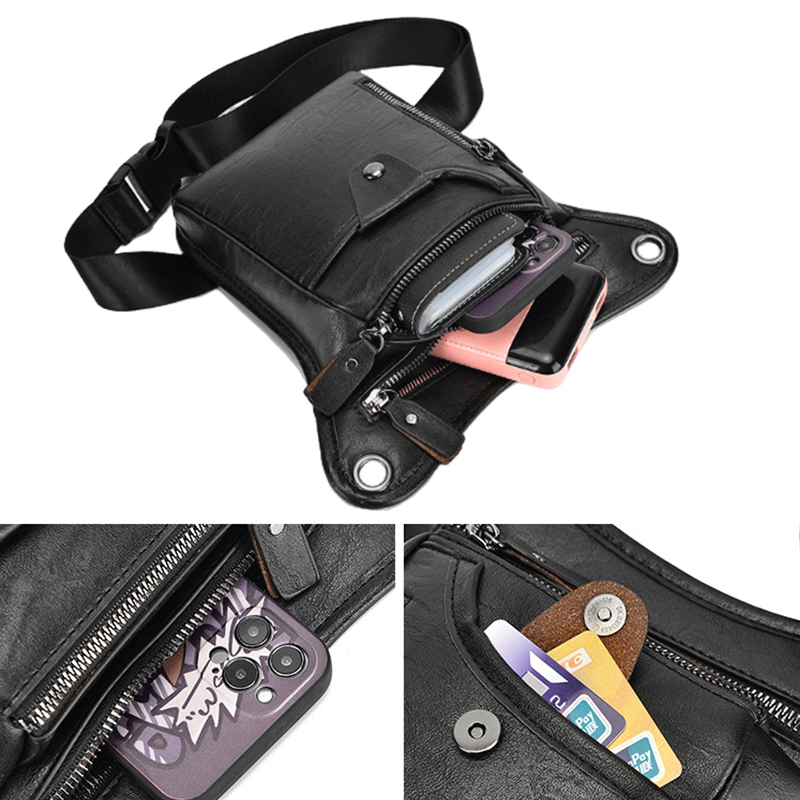 ヴィンテージPUレザーウエストパックドロップレッグバッグ男女 - Women'S Retro Bags のレビューと価格