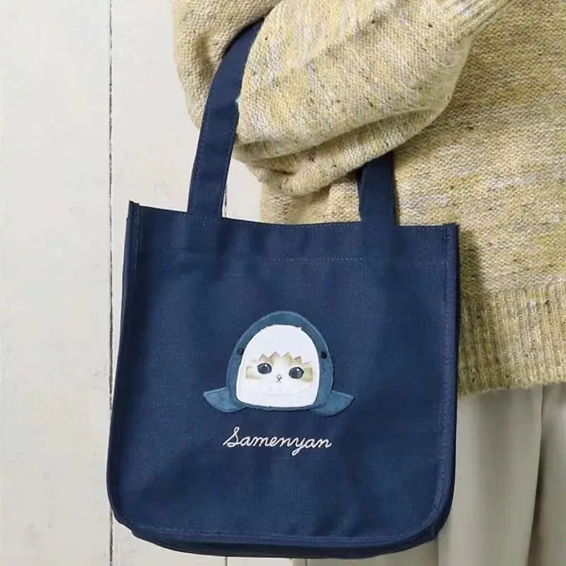 日本のモフサンド風のかわいいサメ猫の漫画柄手作りキャンバスシ - Women'S Japanese Bags のレビューと価格